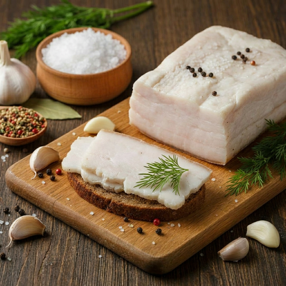 White salo with garlic